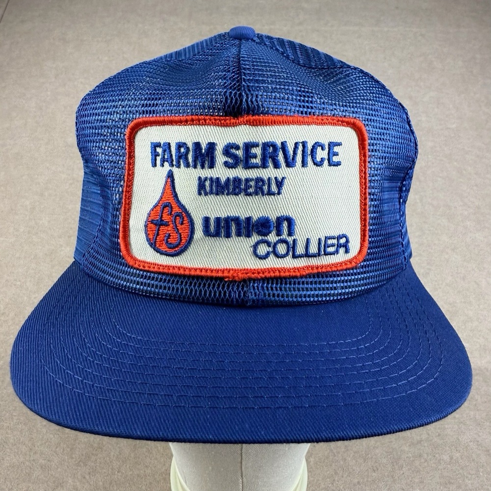 Vintage K-Brand Farm Service Kimberly Union Collier Blue‎ Mesh Trucker Hat USA